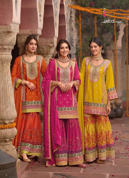 Rang 2 By Eba Chinon Wedding Sharara Suits Wholesale Price In Surat